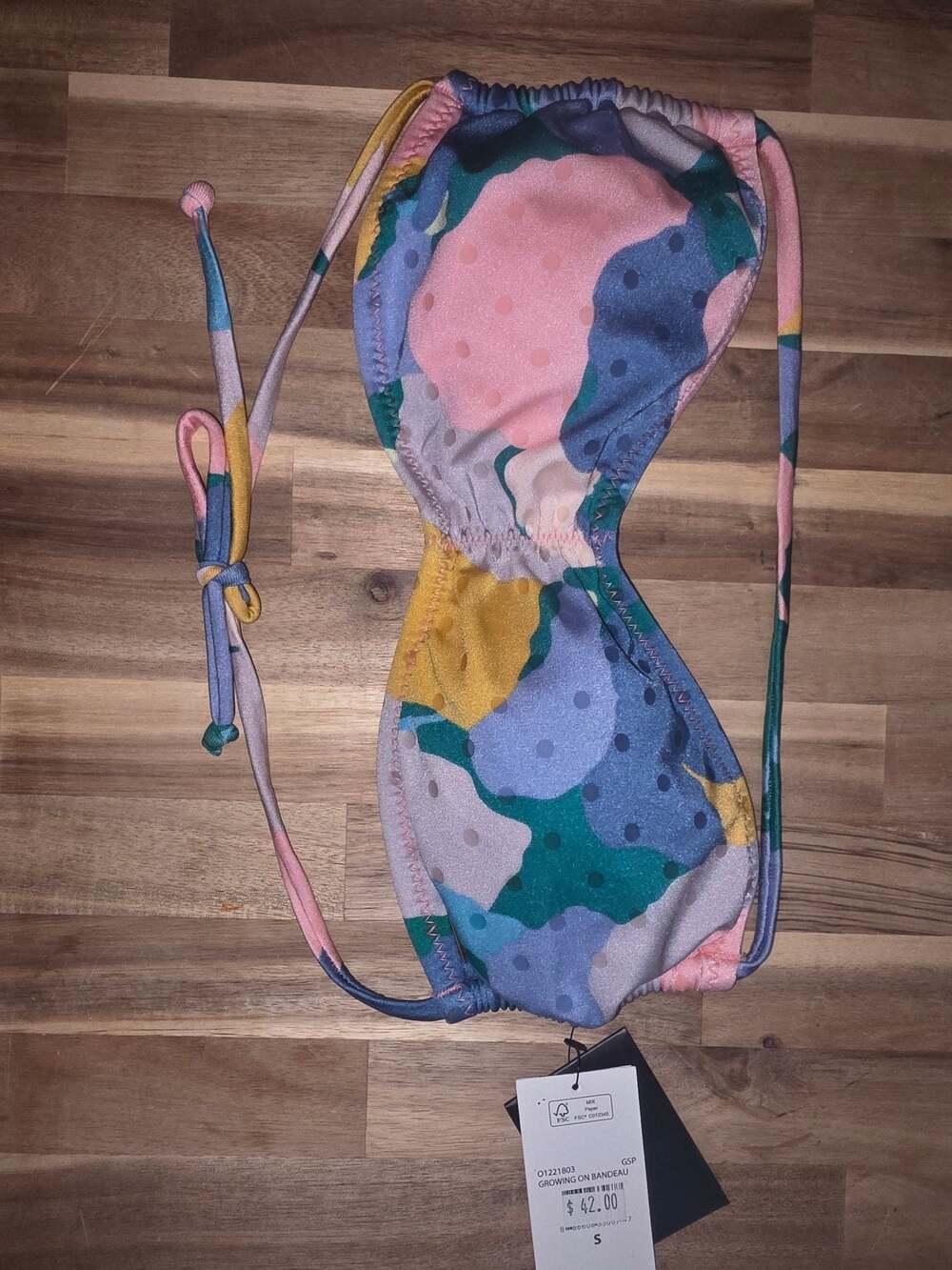 Volcom Growing On Bandeau Bikini Top Multi-Color Floral Print